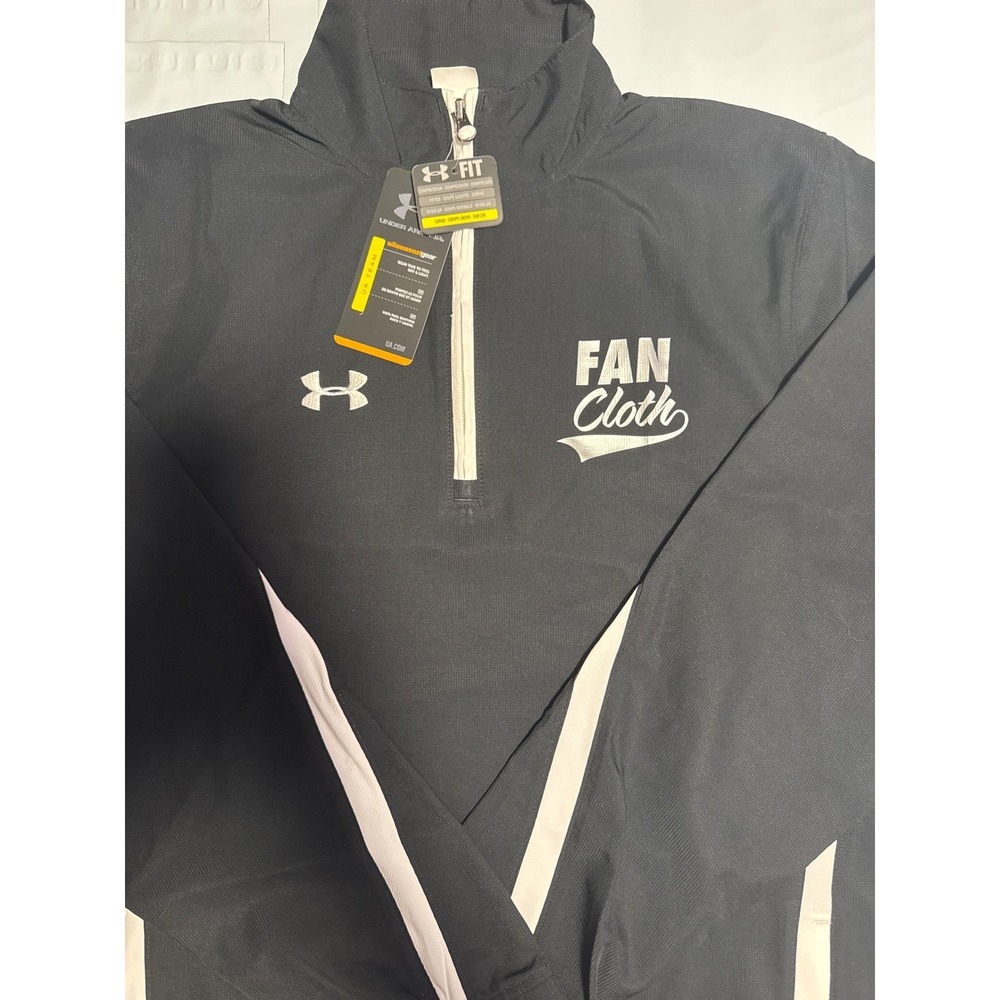 NWT Under Armour Fan Cloth Black Pullover Mens Medium‎ Half Zip Jacket